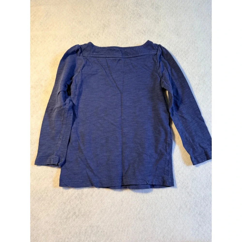 Crazy 8 Girls Navy Blue Long Sleeve Boat Neck Button Shoulder Top XS 4‎